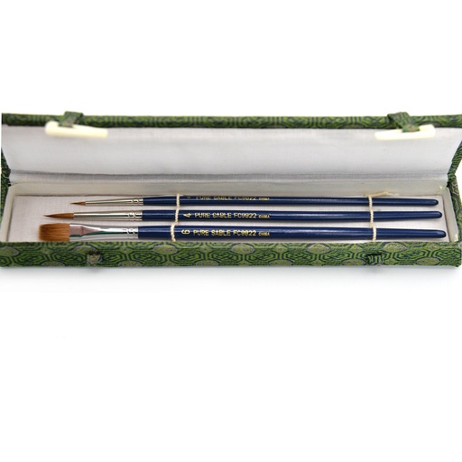 [FC 507] Pure Red Sable Hair Brush with Short Handle - Set Of 3 In A Gift Box