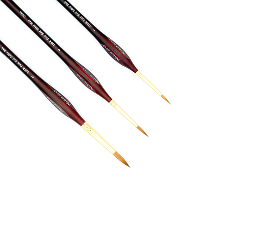 [NB 3383R] Gold - Red Sable Hair Brush with 24K Gold Ferrule and Triangular Handle - Set Of 3