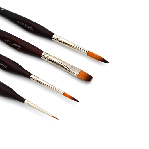 [NB 3364RB] Gold (Merit) - Golden Synthetic Hair Brush with Triangular Handle - Set of 4 Mixed