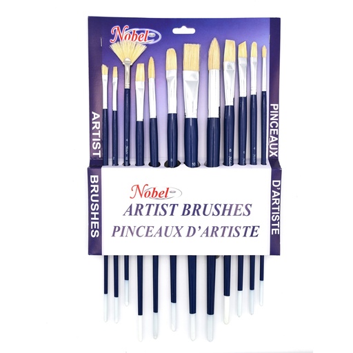 [NB 355-12AS] Pinceaux pour peinture à l'huile et à l'acrylique - ensemble de 12