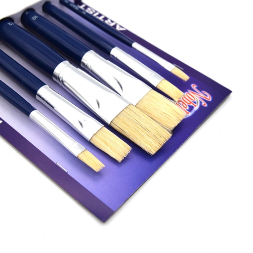 [NB 355-6F] Connoisseur - Hog Hair Bristle Brushes - Set Of 6 Flat Brushes