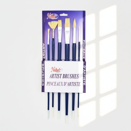 [NB 355-6F] Connoisseur - Hog Hair Bristle Brushes - Set Of 6 Flat Brushes
