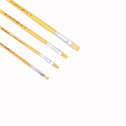 [NB B4] Eterna - White Hog Bristle with Long Handle - Set of 4 Bright Brushes