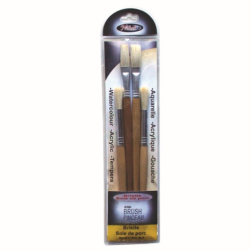 [NB 575-S4] Eterna - White Hog Bristle Brush - Set Of 4 Mixed Short and Long Handle Brushes
