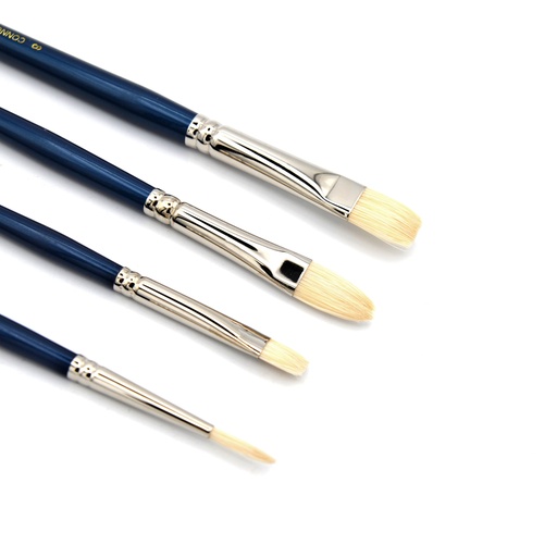 [NB 755-S4] Connoisseur - Hog Bristle Brush with Long Handle - Set Of 4 (Bright #6, Filbert #6, Round #3, Bright #8)