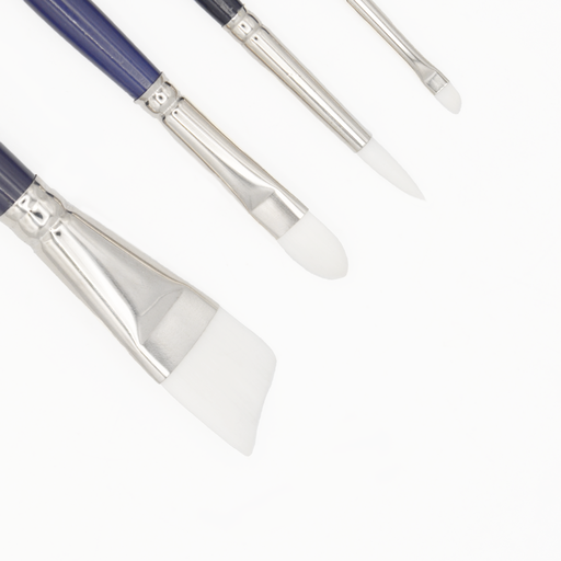 [NB 788-S4] Connoisseur - Synthetic Brush with Short Handle - Set of 4 (Bright, Angled, Round, Filbert)