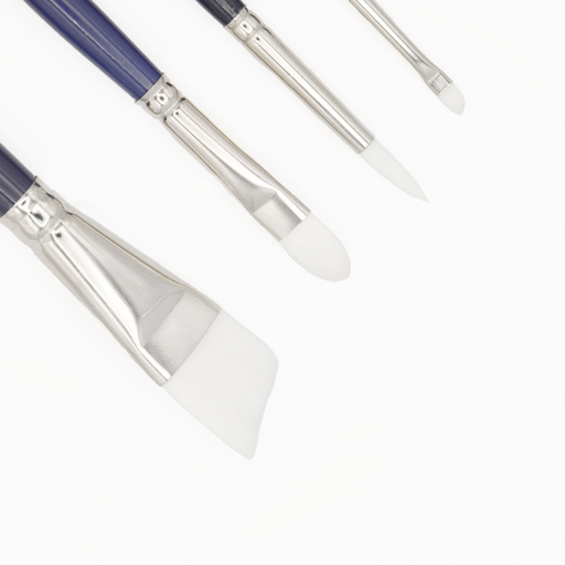 [NB 788-S4] Connoisseur - Synthetic Brush with Short Handle - Set of 4 (Bright, Angled, Round, Filbert)et
