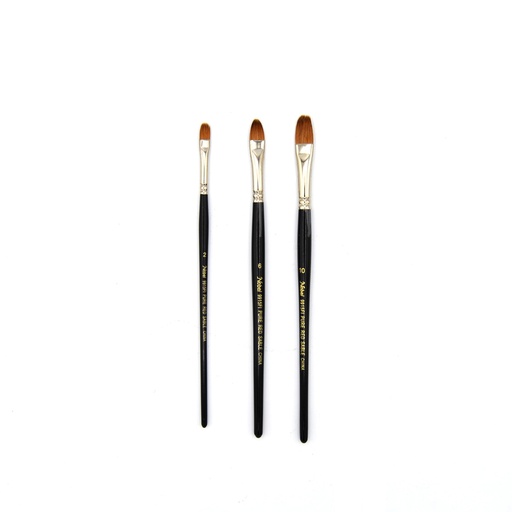 [NB 9915FI-S3] Pure Red Sable Brush with Short Handle - Set of 3 Filbert Brushes