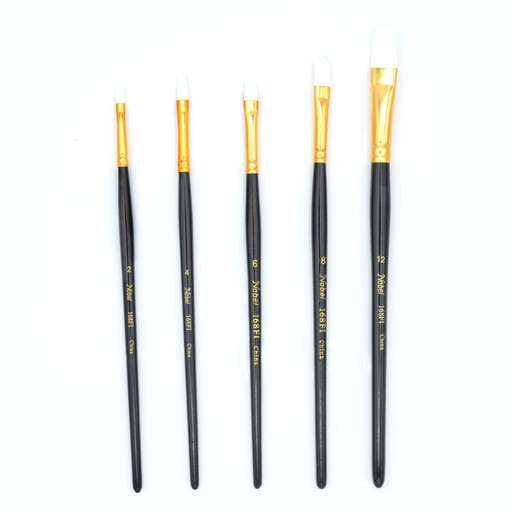 [NB 168FI-2] Stella - White Synthetic Hair Short Handle Brush - Filbert #2