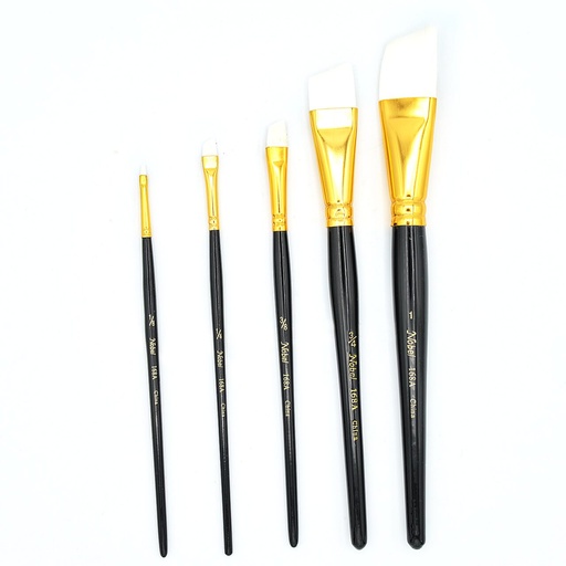 [NB 168A-1/2] Stella - White Synthetic Hair Short Handle Brush - Angled #1/2