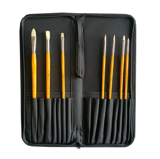 [FC 882-300] Étui rigide en nylon avec fermeture à glissière pour pinceaux à long manche - 12 fentes, 6'' x 14'' x 1''