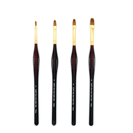 [NB 338FI-8] Gold - Red Sable Hair Brush with 24K Gold Ferrule and Triangular Handle - Filbert #8