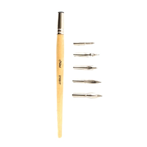 [FC 210317B] Calligraphy Pen Nibs And Holder - Set Of 5 