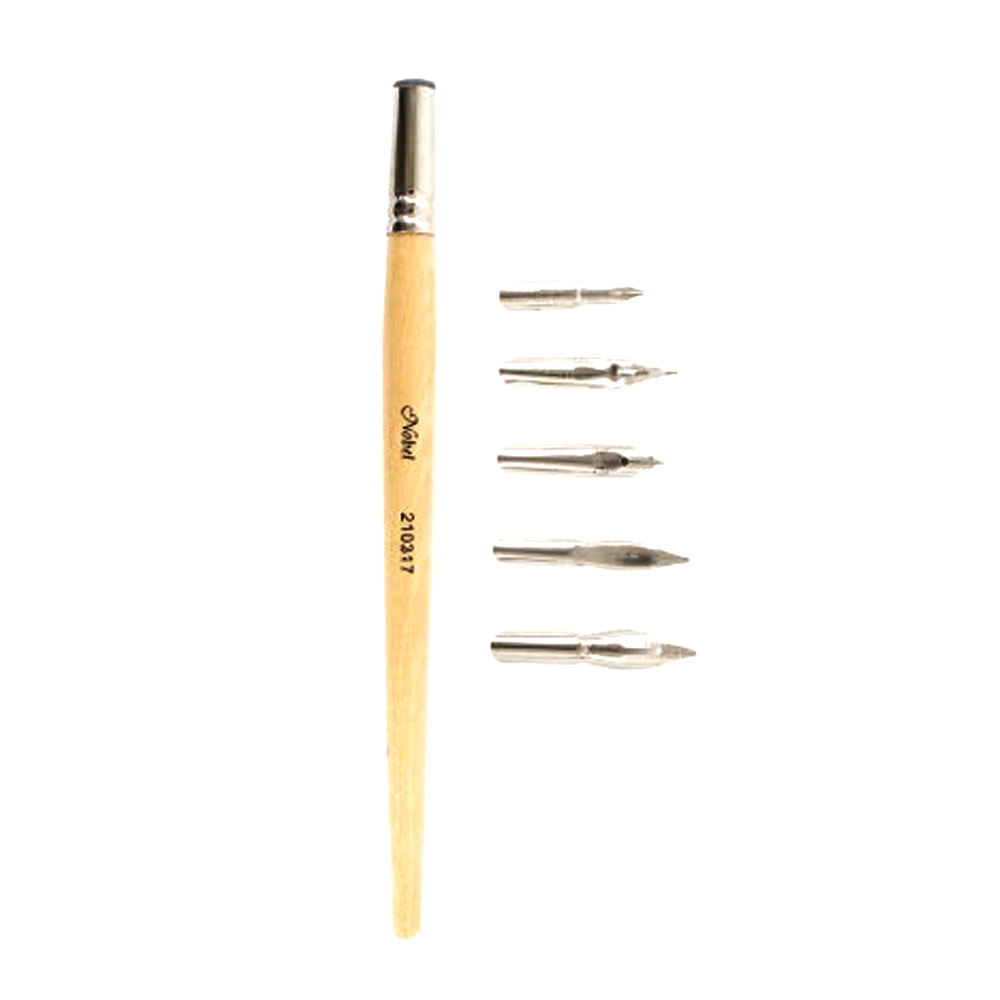 [FC 210317N] Calligraphy Pen Nibs and Holder Set - Set of 5
