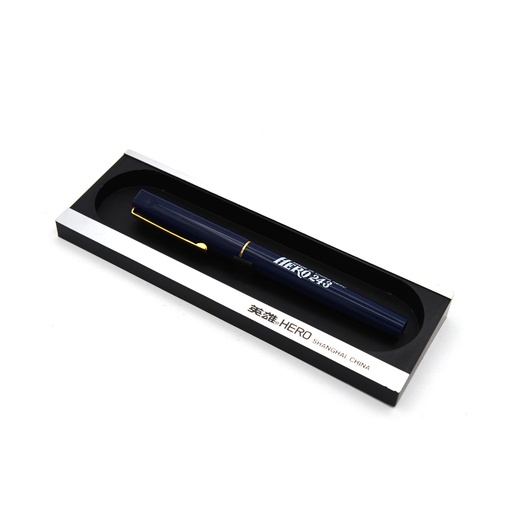 [FC 21-02] Stylo plume Hero avec boîte transparente - Pointe fine avec convertisseur d'encre