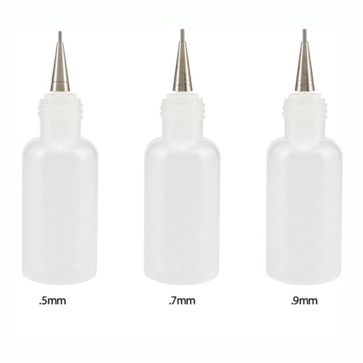 [FC 408-1] Flacons de détail FloLine avec embout en métal - ensemble de 3 (0,5 mm, 0,7 mm, 0,9 mm)