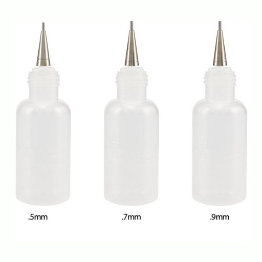 [FC 408-1] Flacons de détail FloLine avec embout en métal - ensemble de 3 (0,5 mm, 0,7 mm, 0,9 mm)
