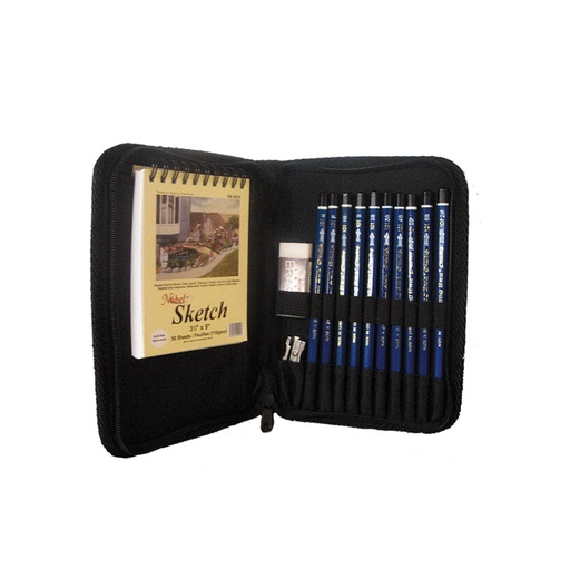 [FC 70612B-2] Ensemble de 12 crayons, bloc à dessin, crayons et étui à crayons en nylon