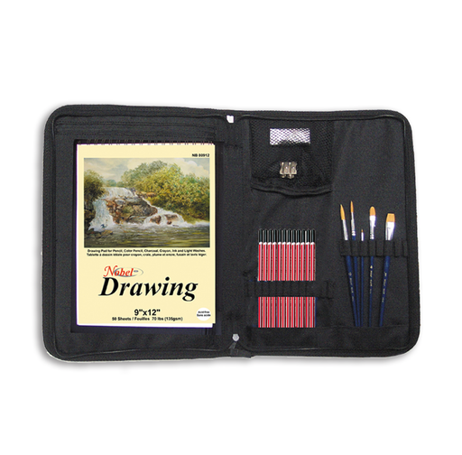 [FC 80912B-3] Ensemble de bloc-notes 135 g/m², étui, crayons, pinceaux, gomme et taille-crayon