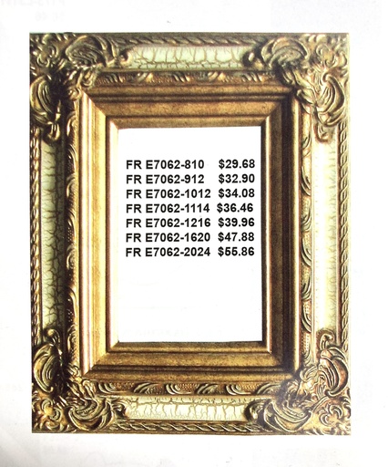 [FR E7062-1012] Ornate Gold Wooden Frame - 10" x 12"