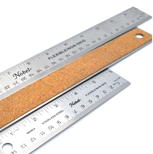 [NB 24R-15] Nobel Machinist Steel Ruler with Cork Backing - 15"