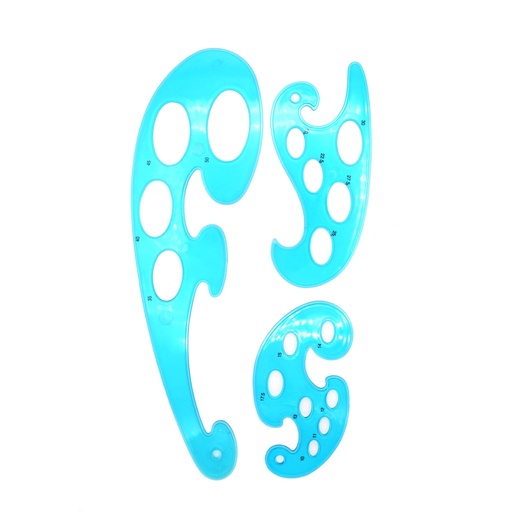 [TN F11] French Curves With Double Inking Edges - 12 cm,17 cm, 32 cm