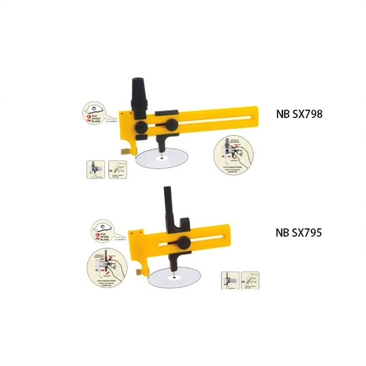 [FC SX795] Coupe compas avec lame de 5 mm (coupe de 10 mm à 150 mm) + 2 lames de rechange pour couper papiers, films, cuirs, vinyle, caoutchouc, etc.
