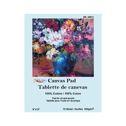 [NB 50912] Bloc de toile 100 % coton, 9 po x 12 po, 300 g/m², 10 feuilles