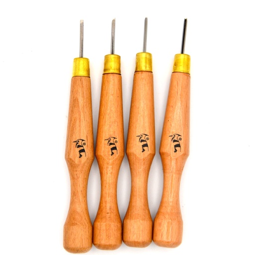 [FC 200-PM104] Couteaux Miniatures De Sculpture Sur Bois - Ensemble De 4
