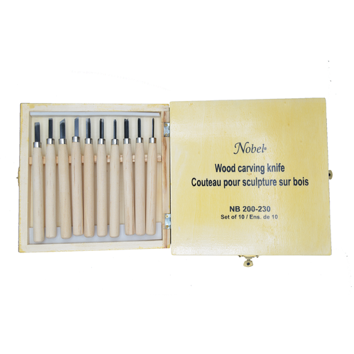[FC 200-230] Wood Carving Knife Set Of 10 with Wooden Box