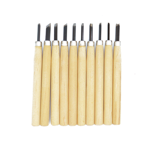 [FC 200-230] ensemble de 10 couteaux à découper sur bois avec coffret en bois