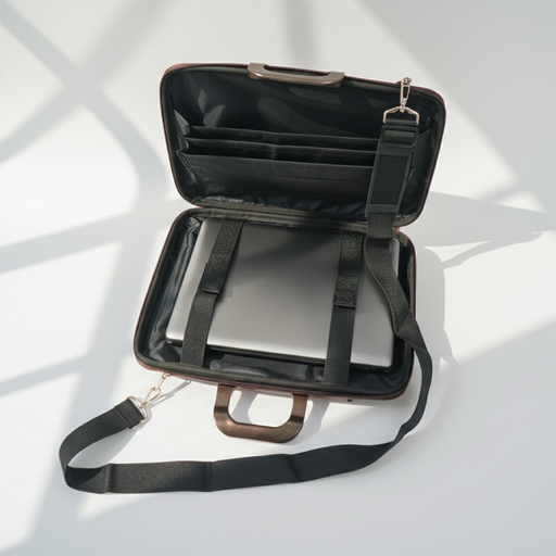 [NB LB-3GR] Sac pour ordinateur portable en similicuir avec bandoulière - Gris