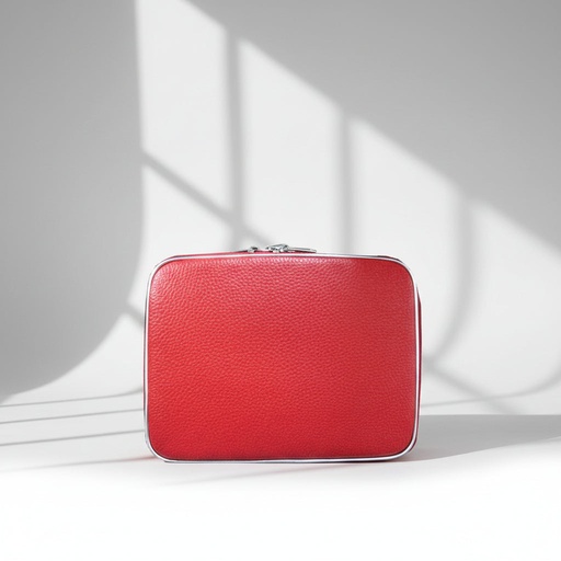 [NB IP-1RE] Étui zippé en simili cuir pour Ipad et tablette (rouge) - 24 cm X 19 cm