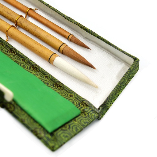 [FC 108-808] Goat & Sable Hair Bamboo Brush - Set Of 3 (Da Lan Zhu, Xiao Lan Zhu)