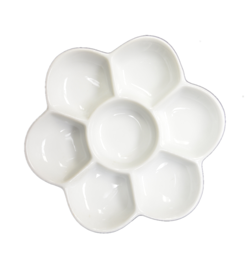 [FC 407-6] Ceramic Flower-Style Palette, 7 Wells