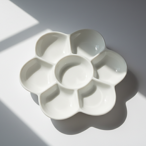 [FC 407-6] Ceramic Flower-Style Palette, 7 Wells