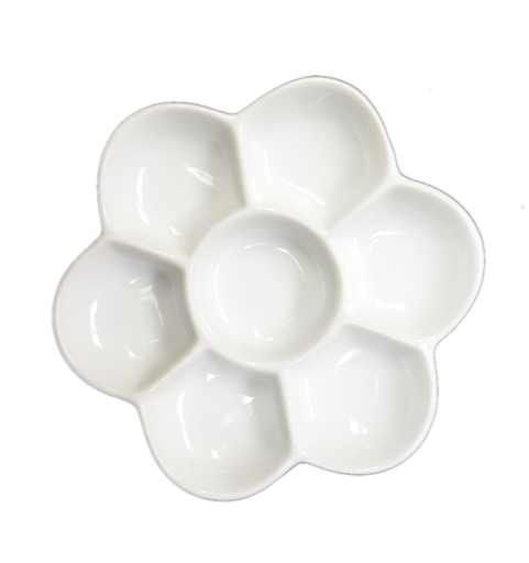 [FC 407-6] Palette en céramique style fleur, 7 puits