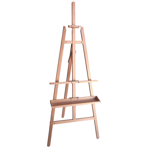 [FC 804-31] 64" Beechwood Lyre Easel with Tray - 48" - 56" Canvas Height