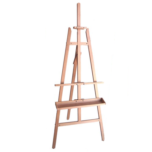 [FC 804-32] 64" Beechwood Lyre Easel with Tray - 48" - 56" Canvas Height