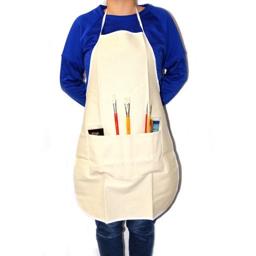 [FC 883-1N] White 100% Canvas Cotton Apron -  14 oz, 22" x 29 1/2"