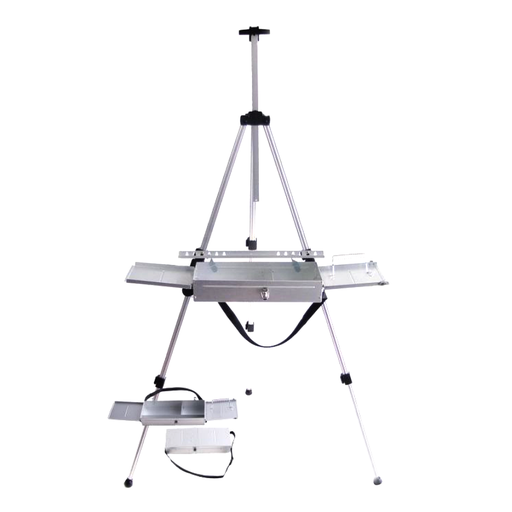 [FC 8041-3EB] Detachable Metal Easel Box and Tripod Easel with Portable Folding Palette and Brush Holder