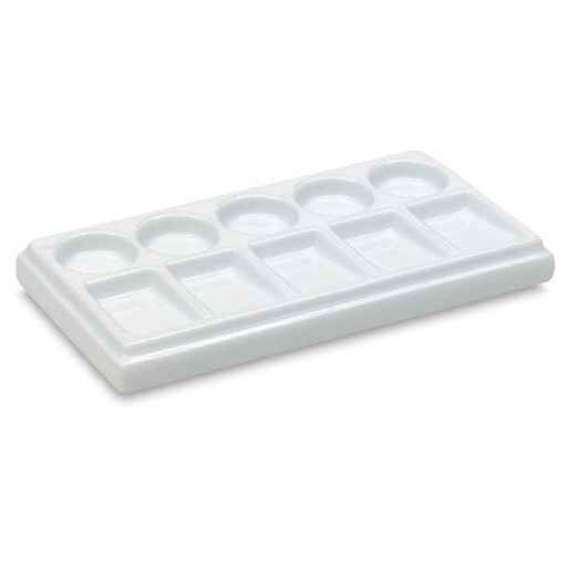 [FC 407-5] Ceramic Rectangular Palette, 5 Wells, 5 Slants