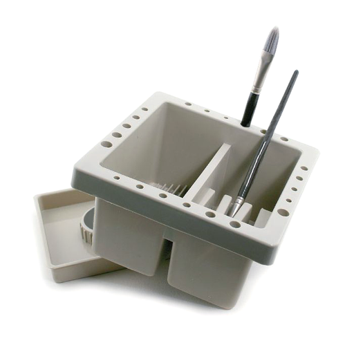 [FC 405-6N] Plastic Brush Washer Bassin with 24 Brush Holding Slots and a Lid that Doubles As A Color Palette