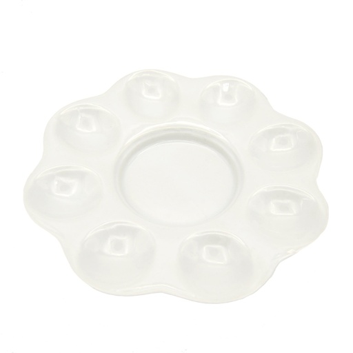 [FC 407-11] Porcelain Color Mixing Trays with 8 Slanted Wells and 1 Mixing Area - 7.5" x 1"