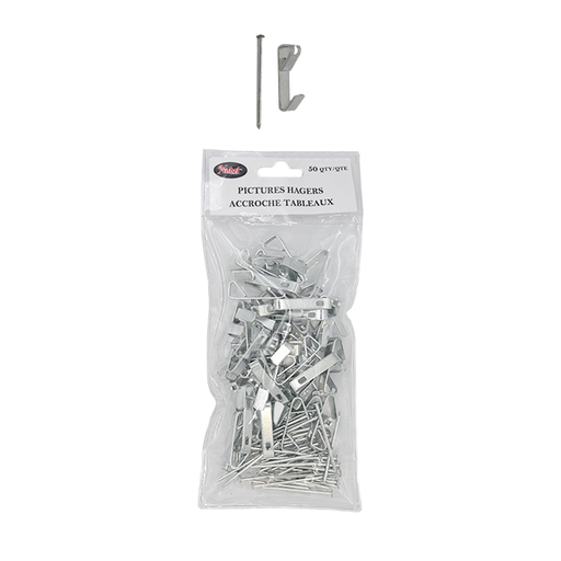 [NB H32MS-50] Anneaux en D et crochets pour tableaux - Paquet de 50, 32 mm x 5 mm 