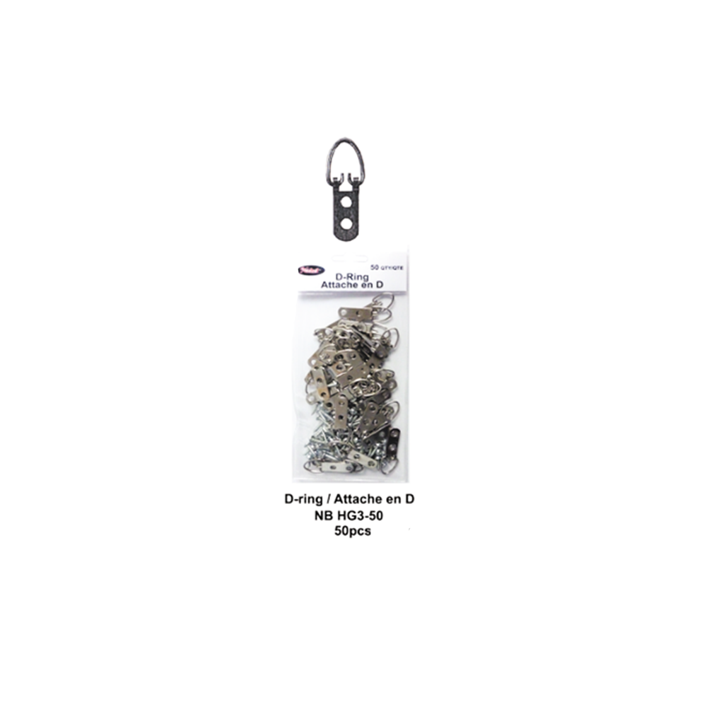 [NB HG3-50] D-Rings And Picture Hangers - Pack Of 50, 2 Hole D-Ring