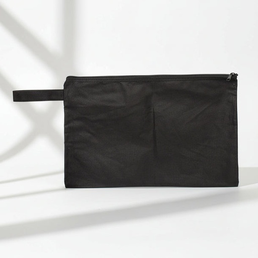 [FC 881-602] Canvas Pouch With Zipper Closure, Black, 10" x 17'', 100% Cotton