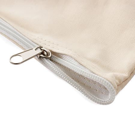 [FC 881-603] White 100% Cotton Canvas Pouch With Zipper (Black), 12" x 19"