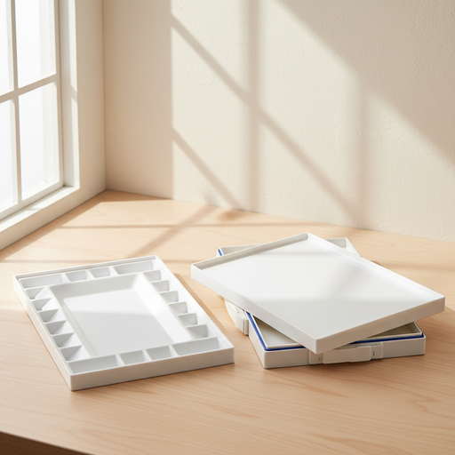 [FC 404-40] Airtight, Stain-Resistant Palette with 20 Slanted Wells and 1 Large Mixing Area - 9" x 13"