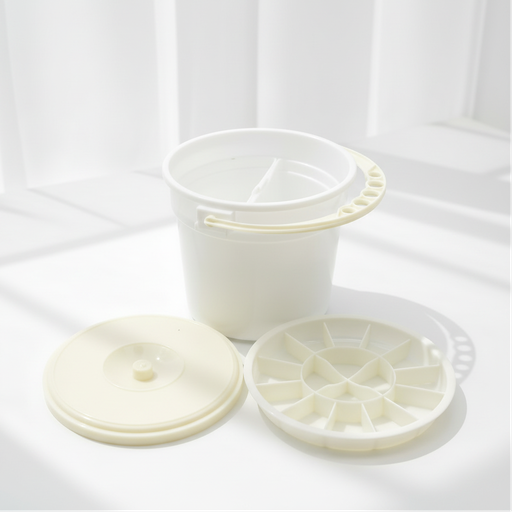 [FC 405-7] 750 ml Plastic Brush Washer - Includes Lid + Tray With 16 Color Compartments + 2 Separate Water Compartments + 5 Brush Holder Slots On Handle